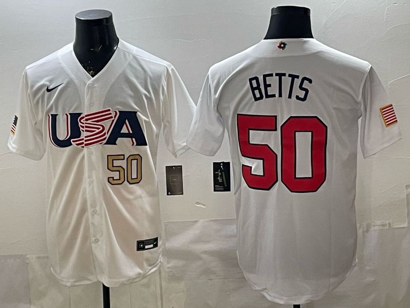 Men 2026 World Cub USA #50 Betts White Nike MLB Jersey style 02->more jerseys->MLB Jersey
